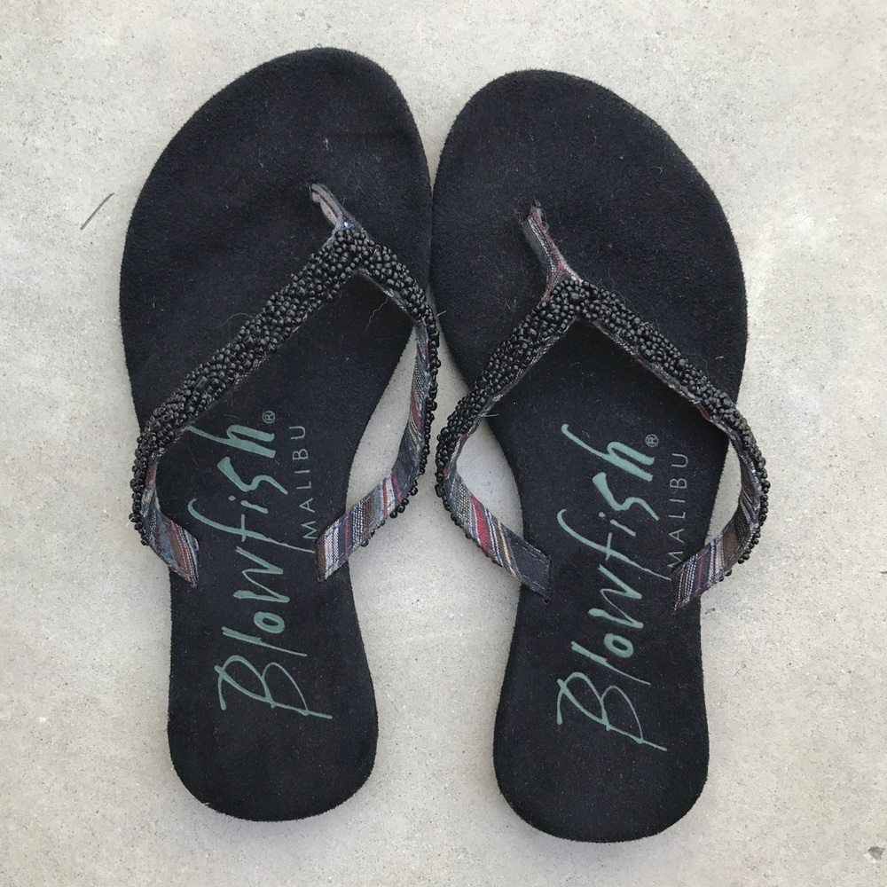 Blowfish Black Suede Beaded Sandals Size 37-38